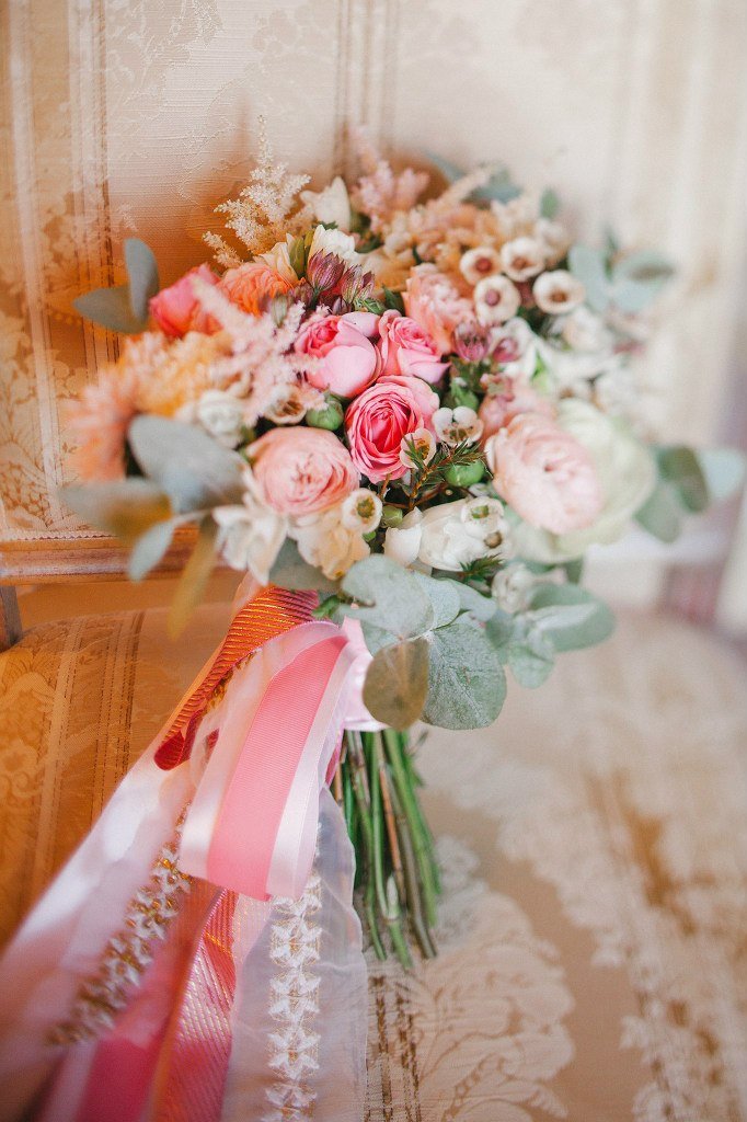 Букет невесты в розовом цвете