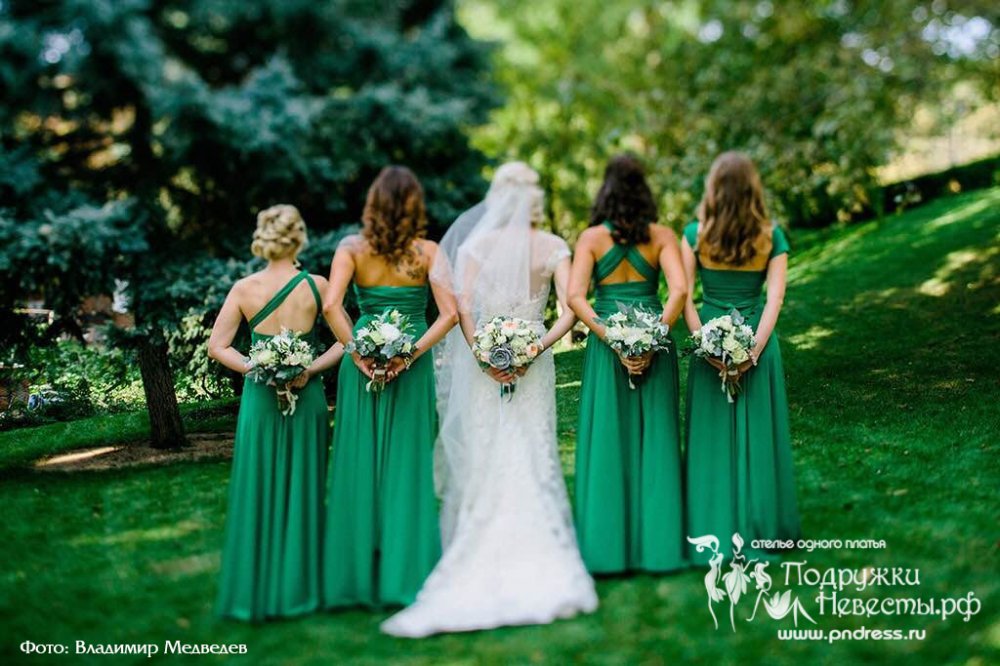 Платья для подружек невесты. Зеленый