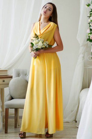 Платье подружки невесты в желтом цвете