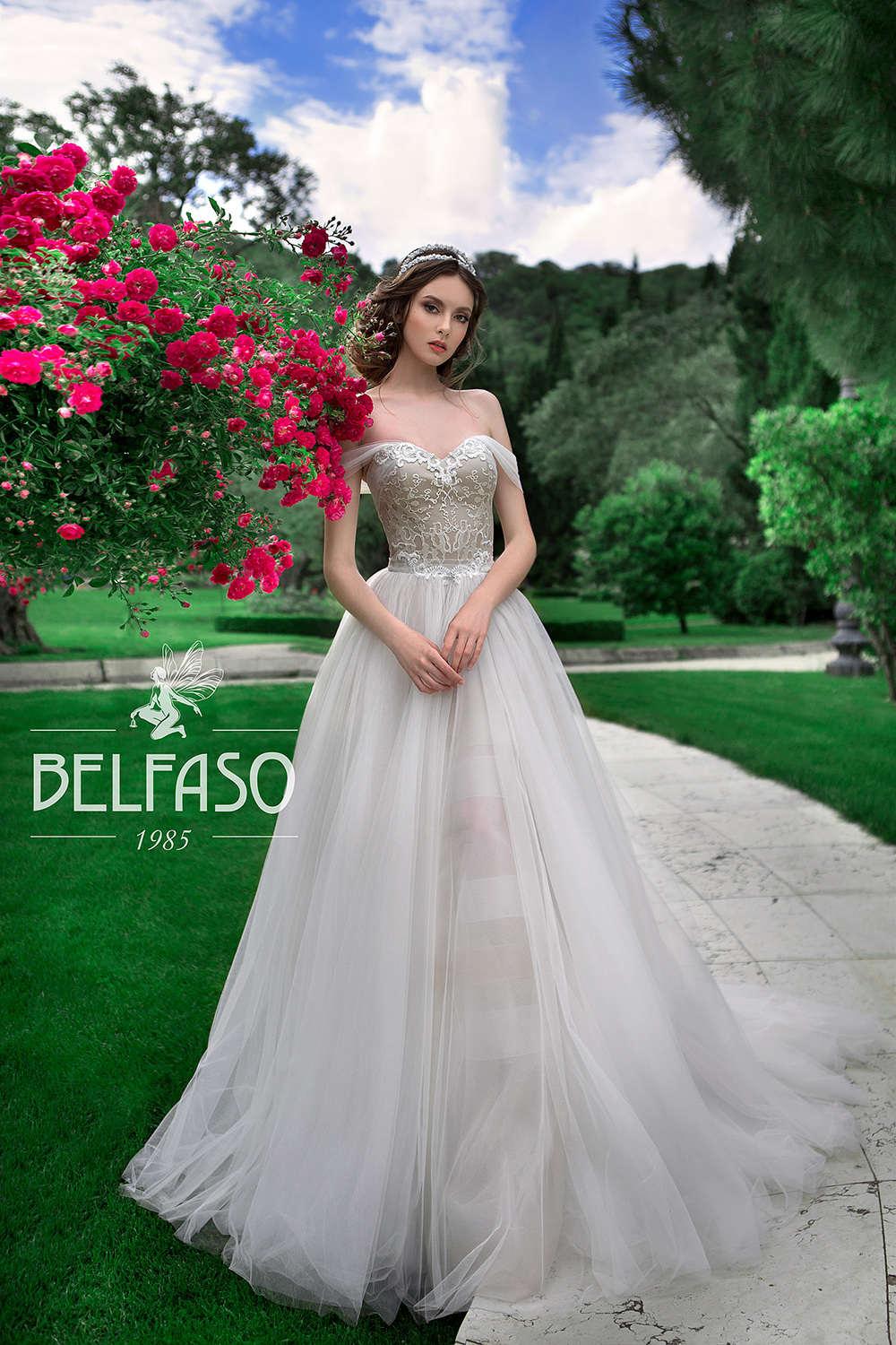 Роскошное свадебное платье Анелия (молочное , корсет песочный) от Belfaso!