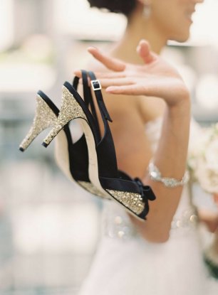 Туфли невесты с глиттером