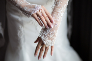 Изысканное платье невесты с длинными рукавами- детали