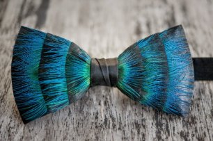 Оригинальный галстук-бабочка в павлиньей расцветке